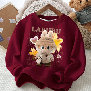 Áo sweatshirt mỏng cổ tròn, dáng rộng, thoải mái, in hình nhân vật hoạt hình, thích hợp mặc ngoài, mang không khí lễ hội