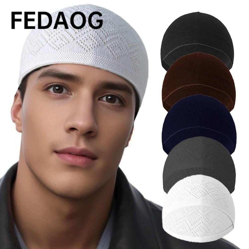 Mũ len dệt kim FEDAOG thoáng khí, phù hợp cho nam và unisex, màu trơn