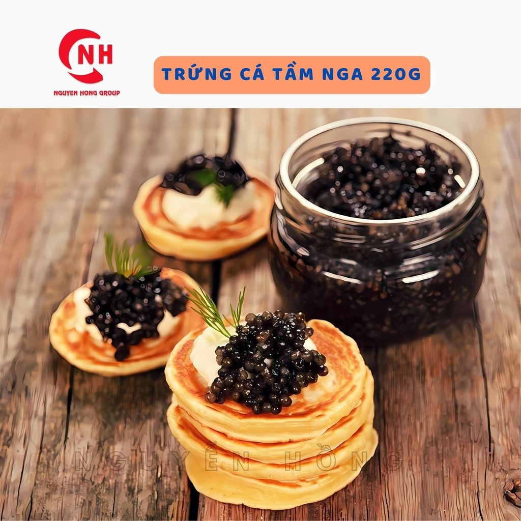Trứng cá đen đóng hộp 220g nhập khẩu Nga thơm ngon ăn liền với sushi, salad Food Snack
