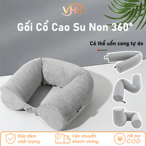 Gối Cổ Du Lịch Cao Su Non - Nâng Đỡ 360° Theo Mọi Tư Thế, Vải Mềm Mịn Tháo Rời Giặt Sạch, Bảo Vệ Cột Sống Cổ