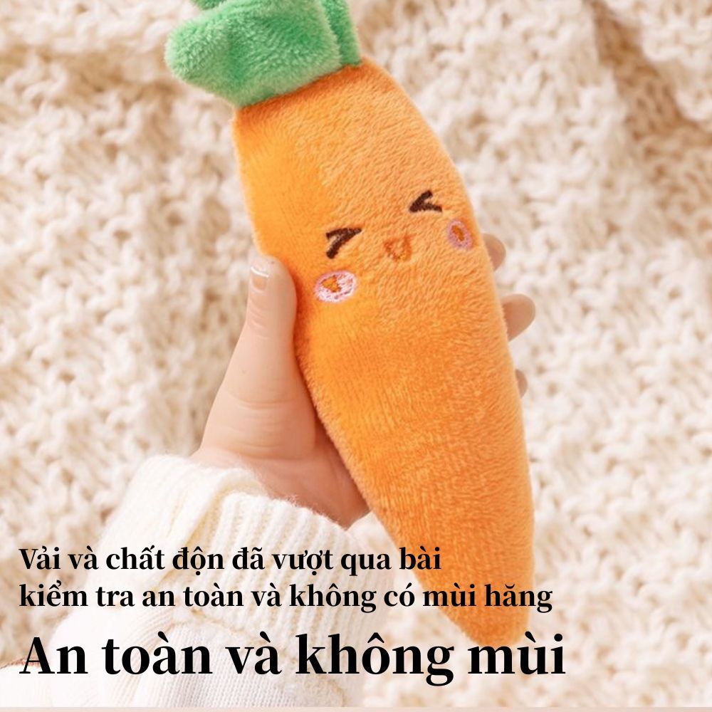 Đồ chơi an ủi trẻ sơ sinh Cà rốt/Chuối hình tay cầm hỗ trợ phát triển giác quan cho xe đẩy cũi sử dụng du lịch