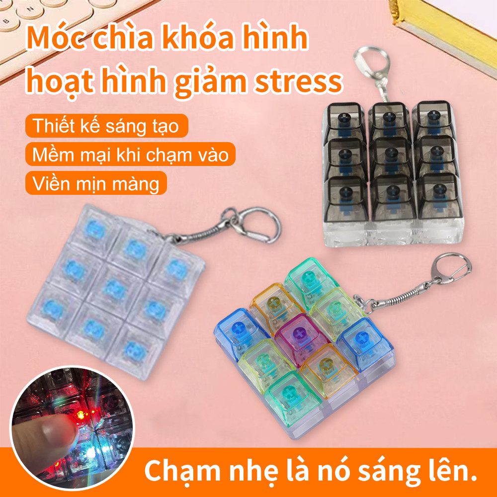 Fidget Toy kèm bàn phím - Móc khóa có nút đèn LED, Đồ chơi chống căng thẳng cho người lớn giải tỏa căng thẳng