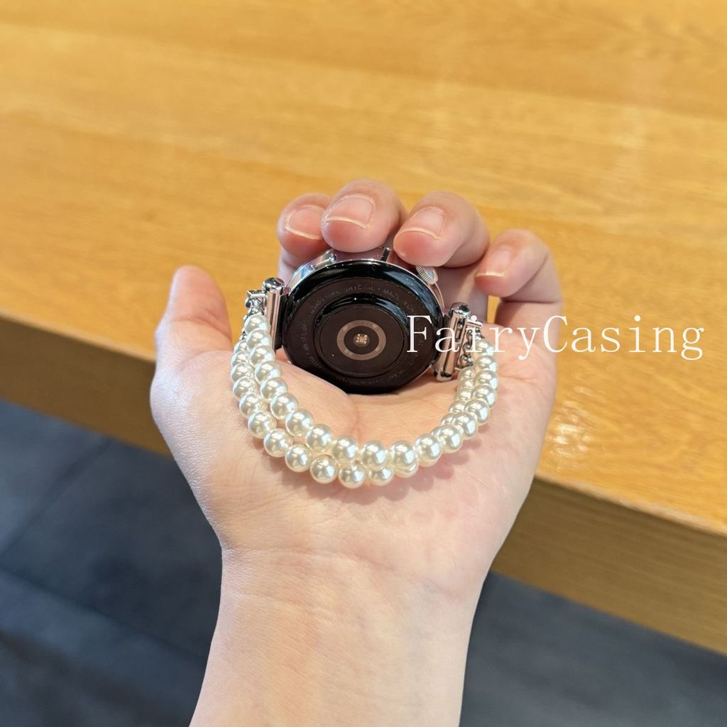 Dây đeo đồng hồ ngọc trai trắng 18 / 20 / 22mm cho Samsung Galaxy Watch 8 7 6 5 4 Classic Huawei GT 5 4 3 Pro Dây đeo đàn hồi