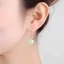 Bông tai ngắn hạt tròn màu xanh nhạt