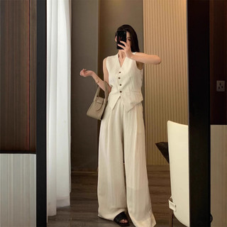 Bộ vest vải lanh không tay, cao cấp, phong cách mùa hè trẻ trung năng động cho Nữ