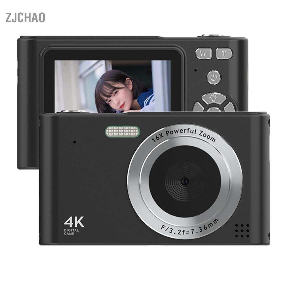 zjchao Máy ảnh kỹ thuật số 4K Máy quay video 48MP Màn hình 2,4 inch Zoom 16X Chống rung Nhận diện khuôn mặt Hiệu ứng làm đẹp Chuyển động Pin flash tích hợp