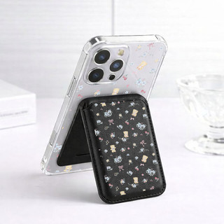 Ốp Ví Họa Tiết Gấu Hoa Xanh Có Chân Đế Tương Thích iPhone 11 12 Pro Max 12 13 14 15 Pro Max 14 Pro Max 15 Pro 16 Pro Max 17 17 Air 17 Pro Max Vỏ