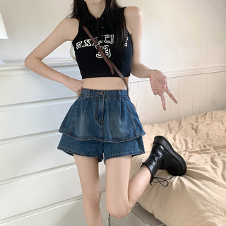 Chân váy denim cạp cao phong cách retro Mỹ dành cho nữ, kiểu dáng mùa xuân mới dáng A thời thượng