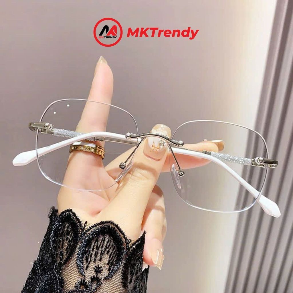 Kính không viền đổi màu gọng kim loại chống ánh sáng xanh chống tia UV kính tổng tài thời trang nam nữ X22