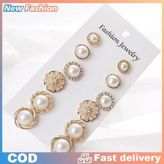 6 cặp thanh lịch pha lê Rhinestone kim Cương Ngọc Trai dấu hiệu tai nhỏ đinh tán bông tai
