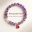 Vòng tay thạch anh tím Unisex - Nine Purple Li Fire Neo-Trung Quốc 8mm Tự nhiên - Handmade w / Crystal Gold Peace Charm - Quà tặng dịp