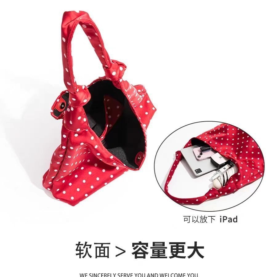 [Aria-G1] Túi Tote dung lượng lớn thời trang độc đáo đi lại bằng vải chấm bi cổ điển nhẹ nhàng ins một vai nách nữ
