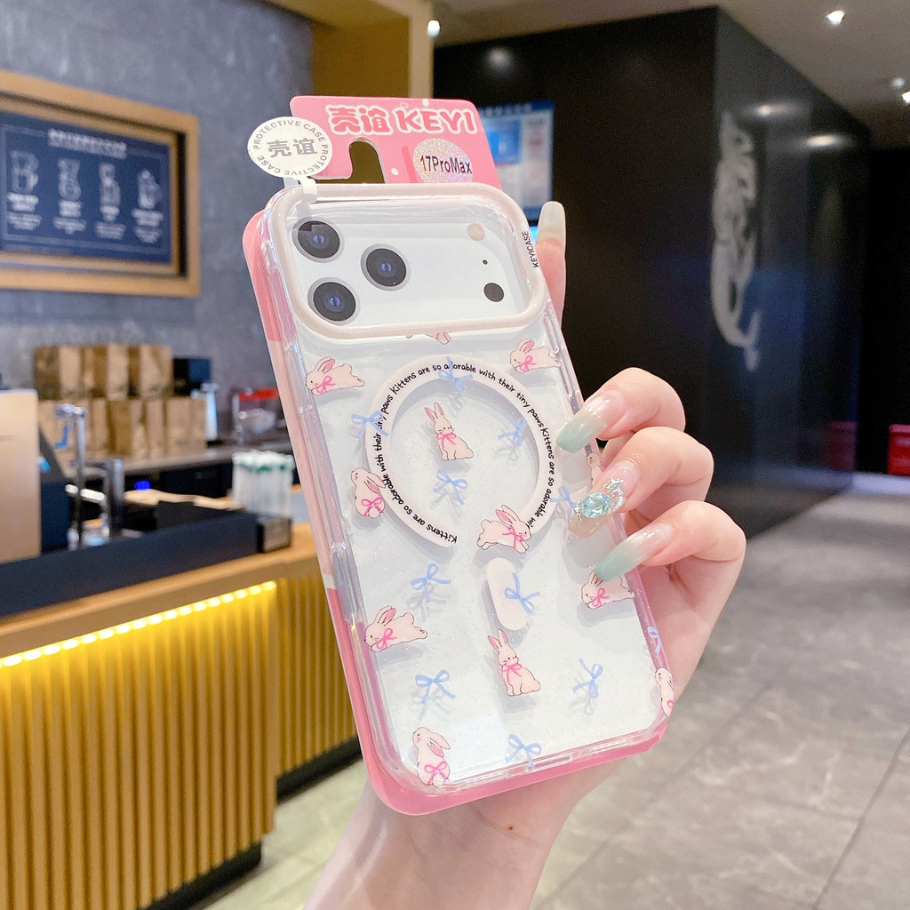 Bột hút từ tính mèo con Vỏ điện thoại Vỏ điện thoại cho IPhone 17 Pro Max 17 16 Pro Max 15 14 Vỏ điện thoại chống rơi B9RS