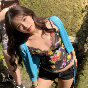 Cutenew In Hoa Camisole Nữ Chắp Vá Lưới Skinny Gợi Cảm Nửa Đêm Hottie Đơn Giản Cổ Chữ v Lễ Hội Âm Nhạc Mùa Hè Dạo Phố