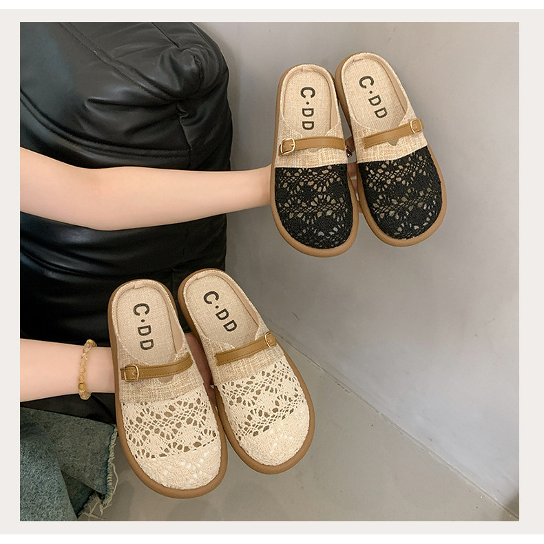 Lanh Baotou Nửa Dép Nữ Mùa Hè Ngoài Mặc Phù Hợp Với Giày Sandal Thoáng Khí Dép Slip-On Birkenst