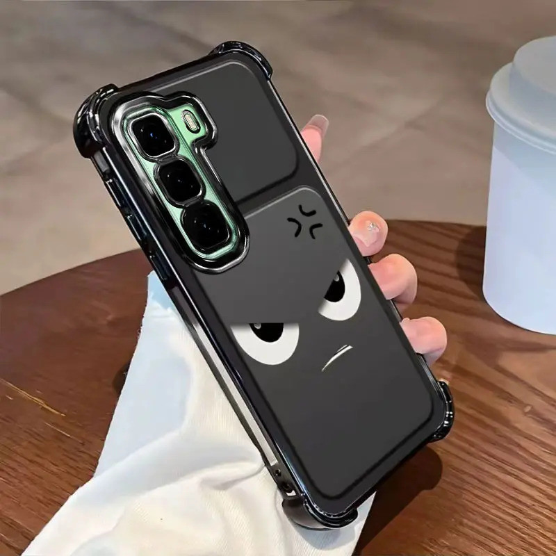 Ốp điện thoại, Vỏ cho INFINIX HOT 50 5G, Bảo hiểm toàn diện, Thiết kế hoạt hình, Chống rơi, Vỏ biểu cảm nhỏ hung hãn, Bảo vệ Camera phủ điện tử, Làm bằng silicon