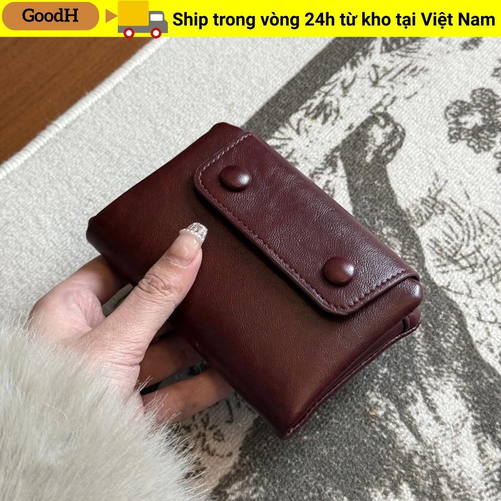 Ví Nữ GOODH, Túi Đựng Tiền Nhiều Thẻ Retro Hàn Quốc, Dây Kéo Ngắn Da PU Mềm Thẻ Kinh Doanh Ví Đựng Tiền Xu