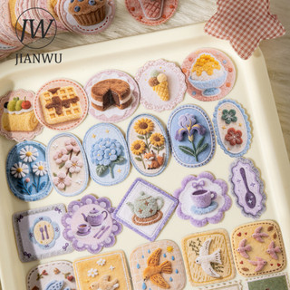 JIANWU Mềm Sang Trọng Vườn Series Vintage Mèo Hoa Cà Phê Nhãn Vật Liệu Phong Cảnh Cắt Dán Sáng Tạo Tạp Chí Văn Phòng Phẩm
