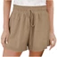 KIN Nữ Cotton Vải Lanh Quần Short Co Giãn Eo Xếp Ly Đi Biển Quần Short Dây Rút Thường Ngày Ống Rộng Quần Ngắn