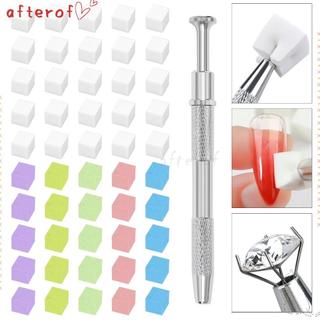 AFTEROF 50 Cái / bộ Miếng bọt biển nghệ thuật làm móng, Miếng bọt biển chuyển màu móng tay DIY mềm mại, hình vuông có bút lấy Bàn chải móng tay gradient Phụ kiện dụng cụ làm móng tay
