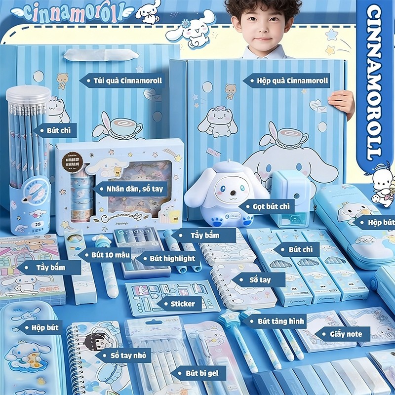 Bộ dụng cụ học tập cho học sinh tiểu học - Đa dạng mẫu mã, bán buôn hộp quà sinh nhật 61 mẫu