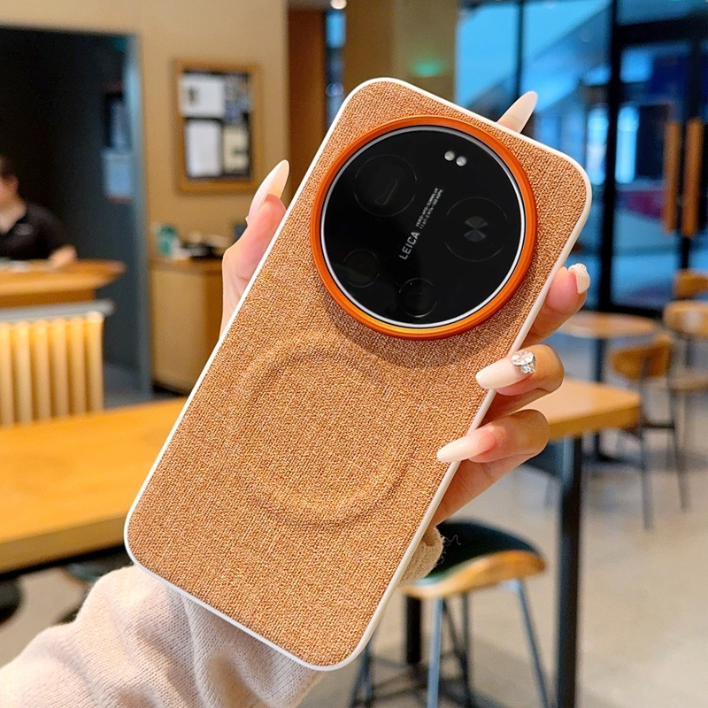Dành Cho Xiaomi 14 15 Ultra mi 17 Ultra Ốp Lưng Vải Cao Cấp Họa Tiết Bao Da Mặt Sau Bảo Vệ Cho Xiaomi 15 Siêu Nam Châm Sạc Không Dây Vỏ Điện Thoại