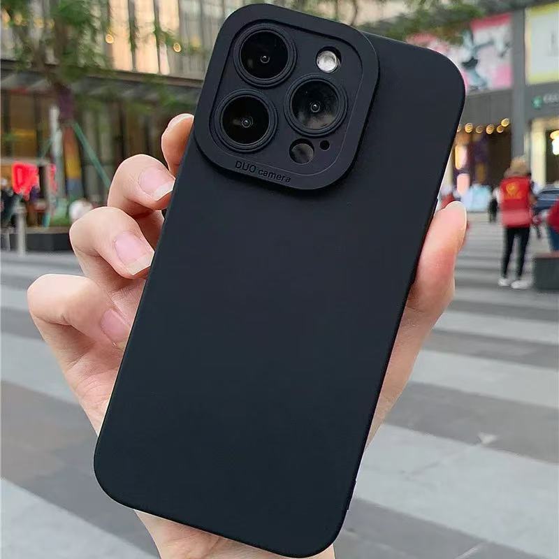 Ốp lưng iPhone mềm đơn giản bằng silicon lỏng bảo vệ camera cho iPhone 11 12 13 14 15 16 17Pro Max IP 7 8 Plus X XS XR