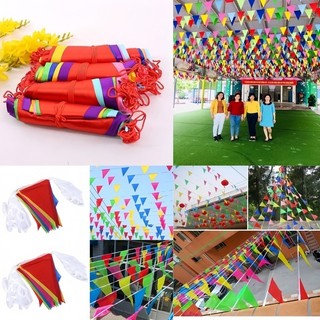 100m cờ dây ngũ sắc tam giác lễ hội truyền thống treo phố Cờ tam giác،Dây cờ trang trí،Nhiều màu sắc،Trang trí lễ hội