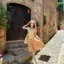 Váy xoay xuân-hè 2026 hoạ tiết hoa cam ngọt ngào với viền hoa lớn phiên bản playful