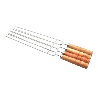 LOVIVER Bộ 6 que nướng BBQ bằng thép không gỉ Kabob xiên nướng ngoài trời, 42cm, tái sử dụng, chống trượt, dành cho gà và rau củ Shish Kebab
