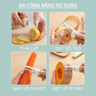 Novahome Dao bào gọt rau củ 2 đầu NÚT NHẤN màu sắc Bắc Âu trang nhã mang du lịch tiện lợi