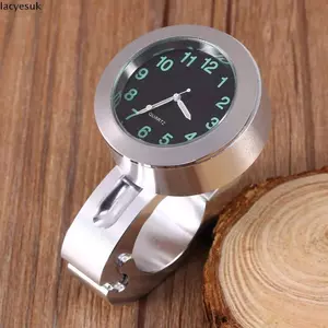 Đồng hồ gắn tay lái LACYESUK, Đồng hồ thạch anh xe máy 22-25 mm chống nước, Vỏ nhôm gắn tay lái Phong trào thạch anh phát sáng Đồng hồ phát sáng Phụ kiện tay lái