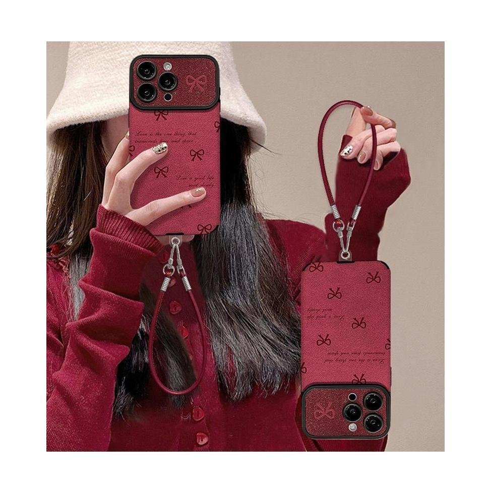 Ốp Điện Thoại Thích Hợp Cho iPhone 11 12 13 14 15 16 17 Pro max Plus Air Red Bow Cửa Sổ Lớn Chống Sốc Vỏ Bảo Vệ Chống Sốc Bao Gồm Tất Cả SSEY