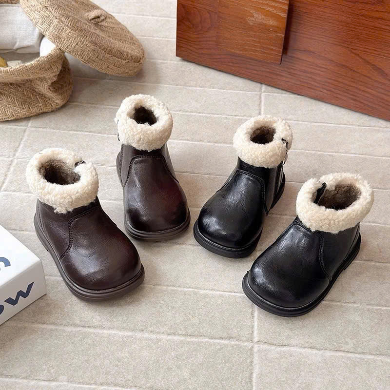 ( hàng sẵn ) bốt cho bé gái bé trai lót lông xinh xắn có khóa kéo mấu mới nhất năm da mềm êm chân D509 ( có video )