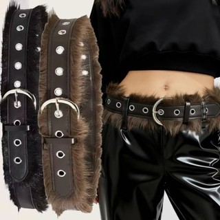 Thắt lưng lông thú giả NCE, khóa chốt cổ điển điều chỉnh dễ dàng, phù hợp phong cách punk và hàng ngày cho nữ.