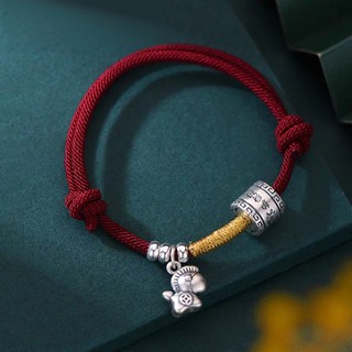 Vòng tay nữ bạc 999 hạt chuyển màu thiết kế dây đỏ chủ đề năm Ngựa cung hoàng đạo