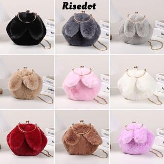 Túi đeo tai thỏ RISEDOT Quà tặng mùa đông Túi đeo chéo mua sắm màu trơn thông thường