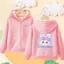 Thời Trang Trẻ Em Thỏ Hoạt Hình Zip Áo Khoác Có Mũ Trùm Đầu Áo Đồ Họa Thường Ngày Cho Trẻ Em Trang Phục Hàng Ngày