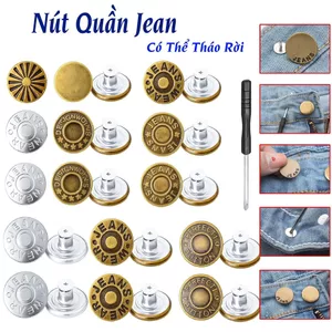 Bộ 40 Cúc Quần Jean Bằng Kim Loại Có Thể Tháo Rời Đường Kính 17mm, Thiết Kế Mosaic