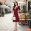 Đầm thiết kế BEMINE cổ đức viền dây nơ dáng chữ A phù hợp đi làm-B412