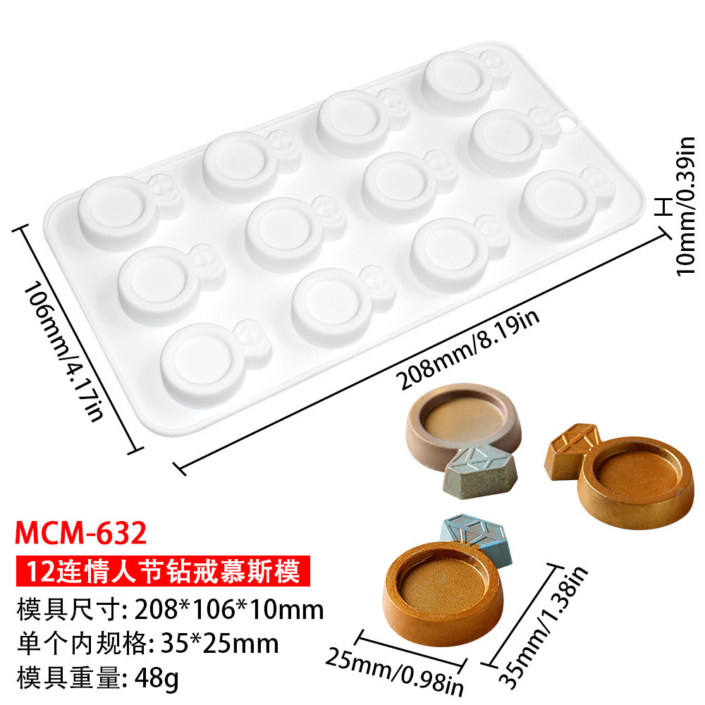 Ngày Lễ Tình Nhân Tình Yêu Nhẫn Kim Cương Mousse Khuôn Bánh Sô Cô La Khuôn Silicon DIY Trang Trí Trái Tim Dụng Cụ Nướng Bánh