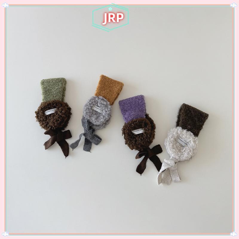 JRP INS Style Trẻ Em Bé Gái Sang Trọng Buộc Tai Thiết Kế Khóa Màu Mùa Đông Ấm Áp Dệt Kim Bịt Tai Dày Ấm Áp Dệt Kim Earmuffs JRP