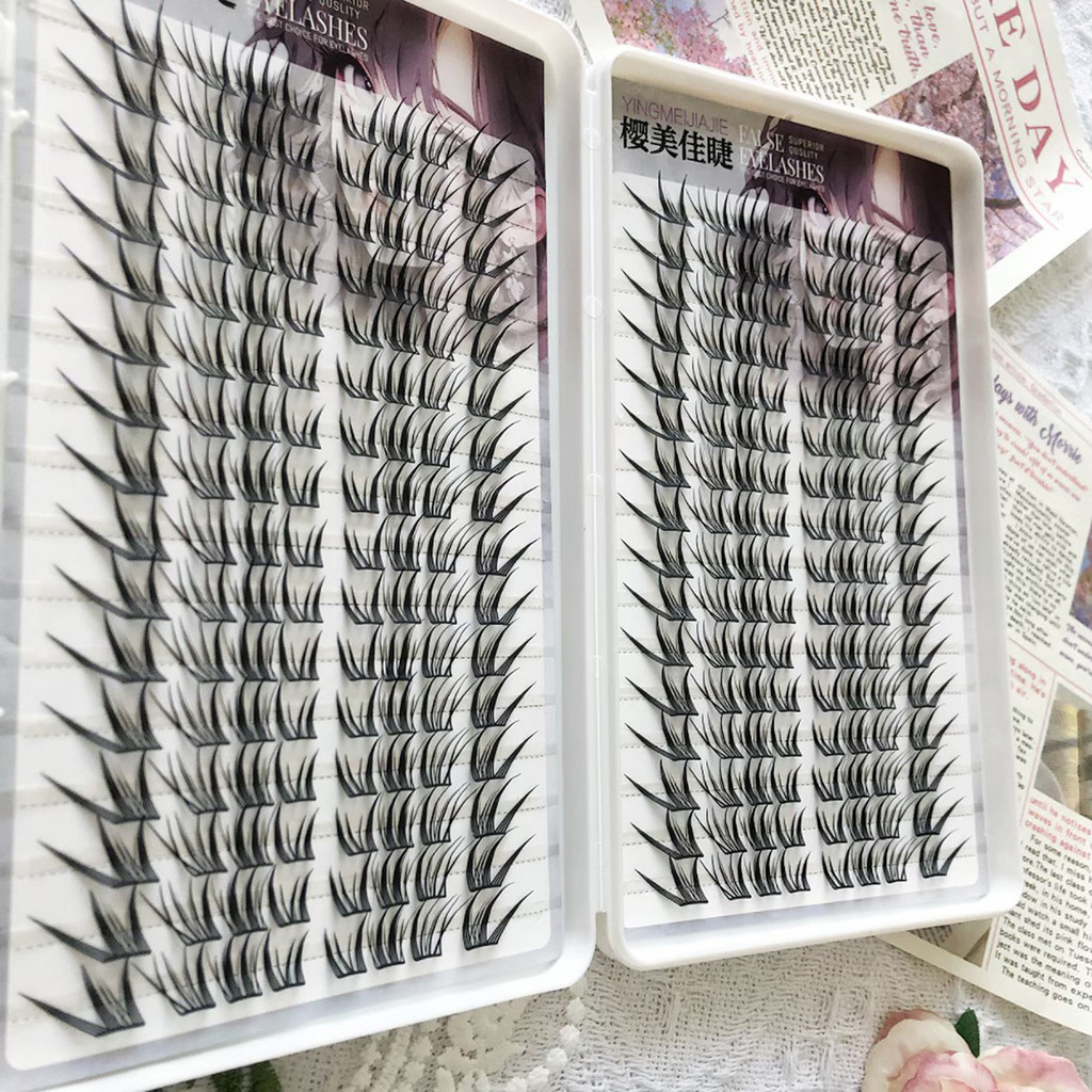Lông mi giả mèo lười biếng Lông mi giả tự nhiên trông C Curl Chiều dài hỗn hợp 7-13mm Đen dành cho nữ
