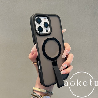 Ốp điện thoại có giá đỡ gấp từ tính chạm da, thích hợp cho iPhone 11, 12, 13, 14, 15, 16, Pro, Max, ốp lưng cứng chống sốc toàn bộ trong suốt