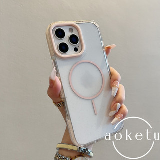 Vỏ điện thoại từ tính lấp lánh túi khí màu tương phản đơn giản phù hợp cho iPhone 12 13 14 15 16 Pro Max trong suốt bao gồm tất cả vỏ cứng silicon chống rơi