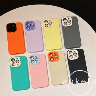 Ốp điện thoại cảm giác da chặn màu 2 trong 1 phù hợp cho iPhone 16 Pro Max mờ 15Pro toàn diện gương bảo vệ 14 / 13 / 12 chống rơi