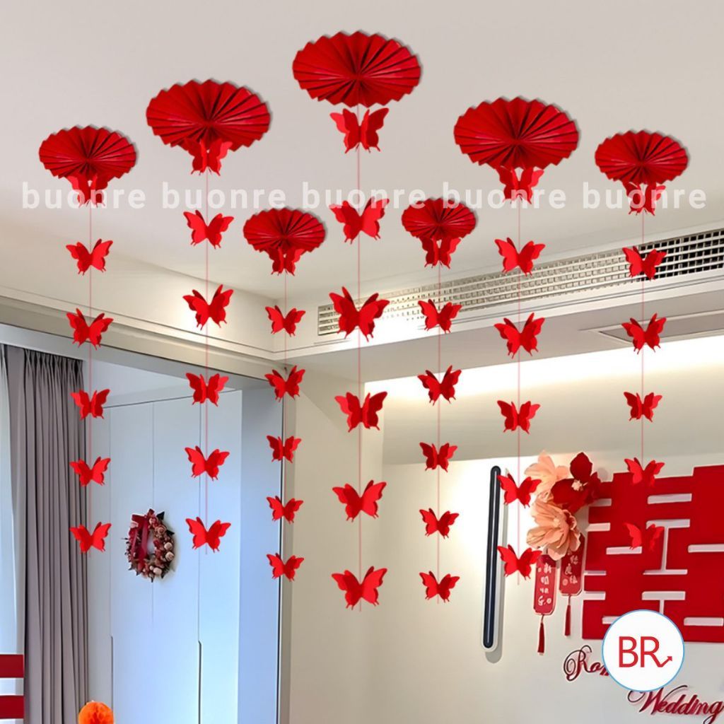 [HỎA TỐC HCM] Set Vải Dạ Đón Xuân Tết 2026 - Set Quạt Giấy Kèm Phụ Kiện Decor Tiệc Cưới,Noel,Tết Nguyên Đán ANGIHOME