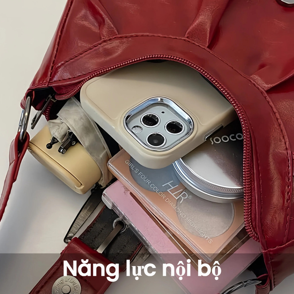 ANCO 2026 Xe máy cổ điển Phong cách Phụ nữ Shoulder Bag Công suất lớn nách xếp li Túi du lịch PU Da