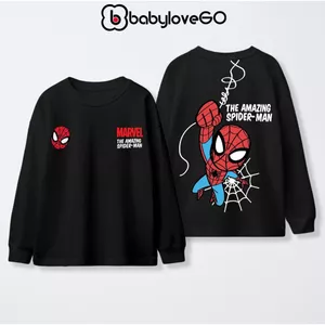 Áo bé trai BabyloveGO BST Spider Man áo thu đông cổ tròn bo tay chất thun cotton cho bé 1 đến 10 tuổi