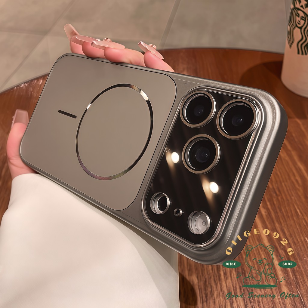 【 Ốp lưng iPhone17 】 Vỏ điện thoại từ tính laser lỏng màu cam iphone17 Pro Max 16 15 14 13 cho vỏ iPhone Vỏ mềm silicon TPU chống sốc